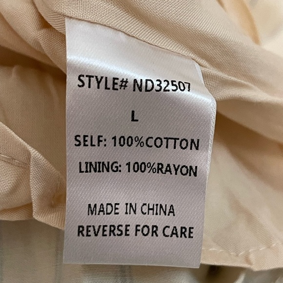 Lumiere Women’s Midi Dress Large Cream Striped 100% Cotton Cottagecore Prairie - Picture 11 of 12